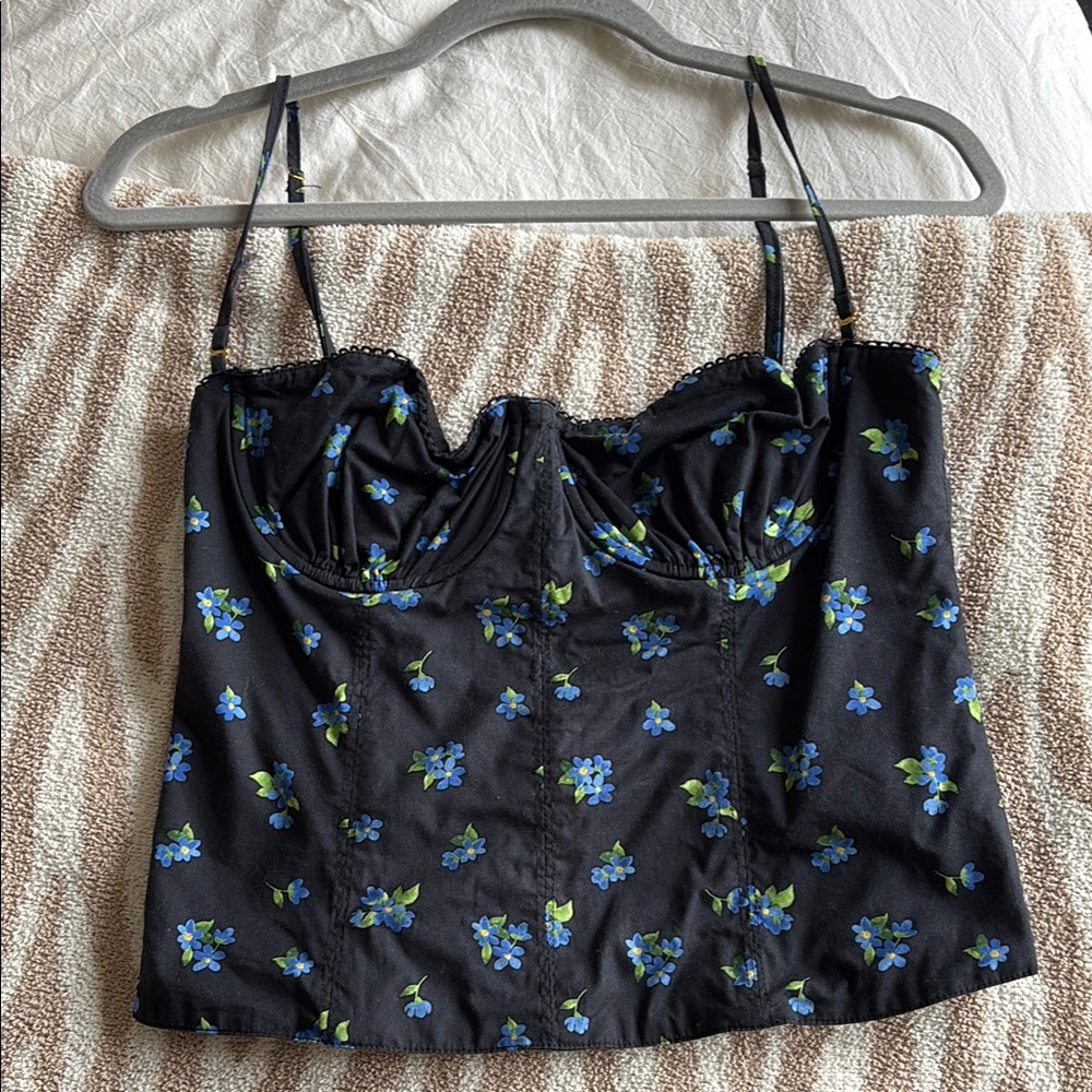 WeWoreWhat Black and Blue Bustier Camisole